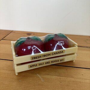 Apple Shape Salt & Pepper Shaker Set Vintage Plastic New in Package
